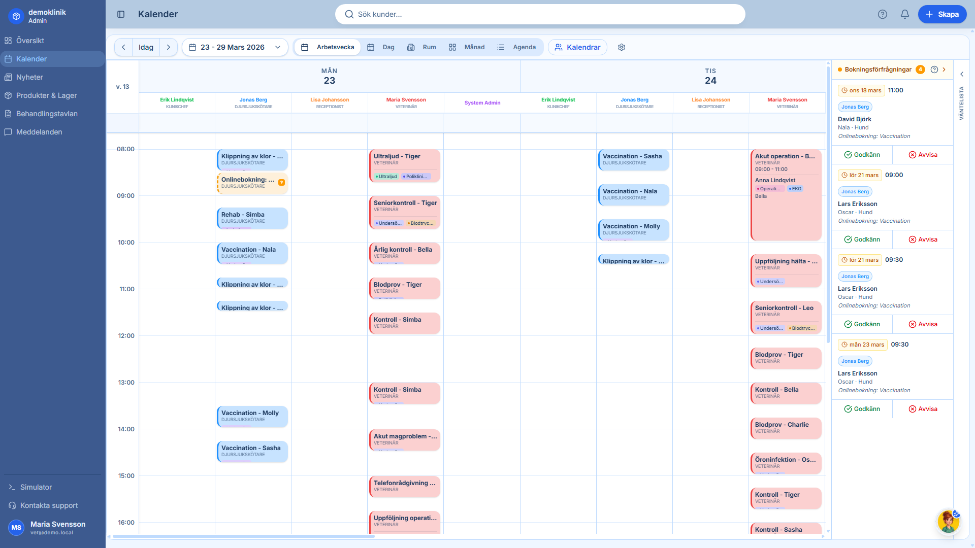 VetLogiq scheduling calendar